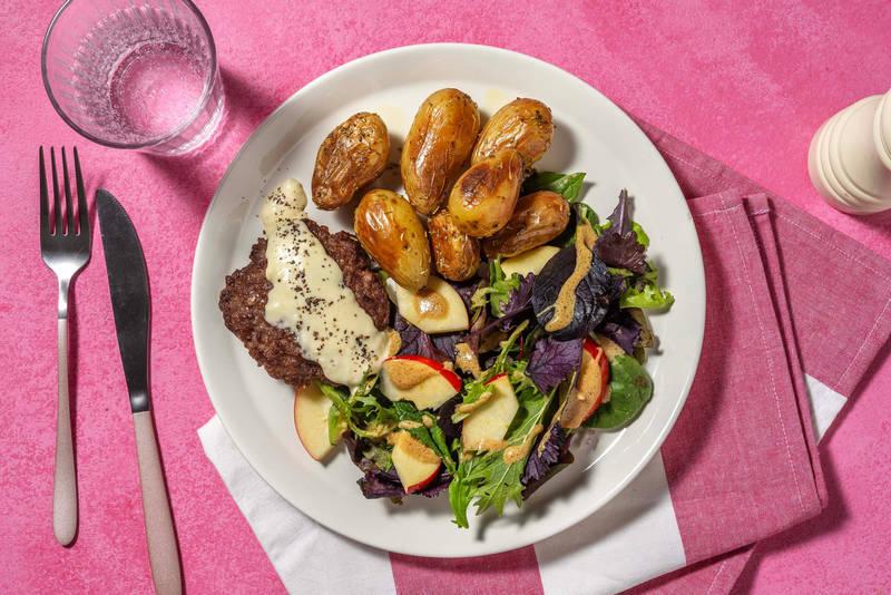 Steak haché sauce camembert