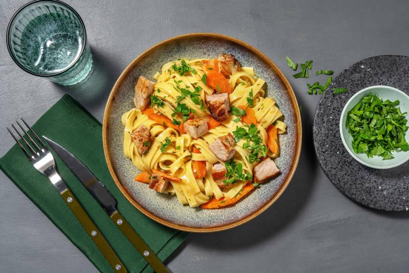 Porc à la moutarde & tagliatelles