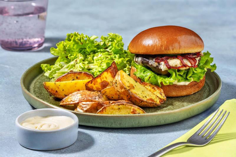 Burger végé portobello glacé au balsamique