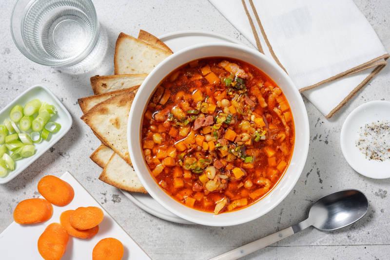 Soupe au chorizo doré façon locro argentin