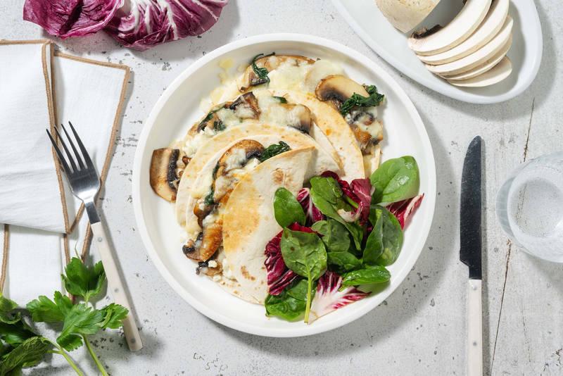 Quesadillas veggie épinards & portobellos