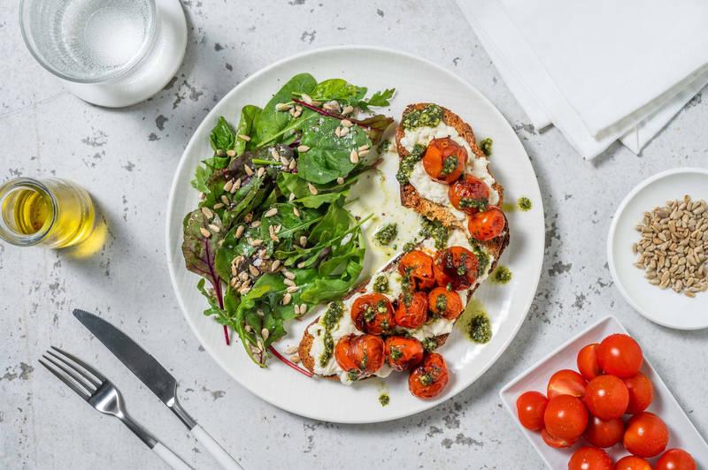 Bruschetta à la burrata & tomates confites