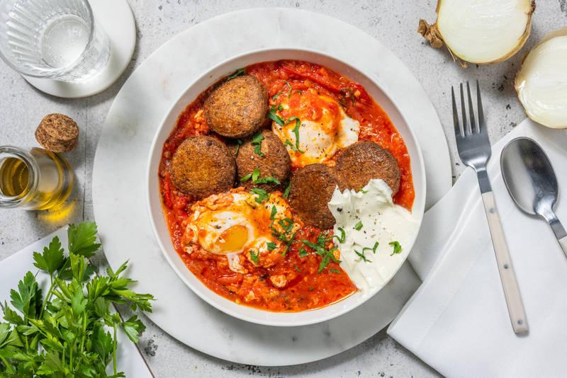 Chakchouka aux falafels saveur coriandre