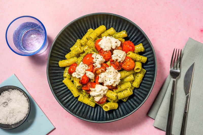 Rigatoni au pesto vert & burrata crémeuse