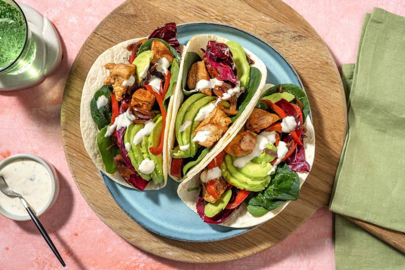Avocado wraps au poulet & sauce crème épicée