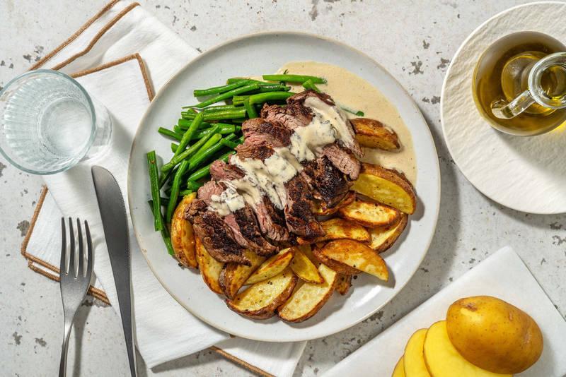 Pavé de bœuf sauce poivre façon bouillon parisien