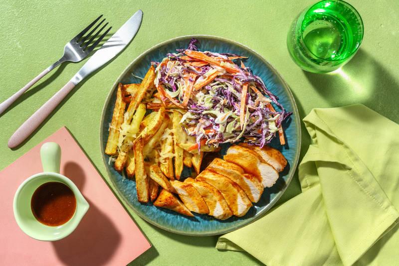 Cheesy Fries au cheddar & poulet BBQ grillé