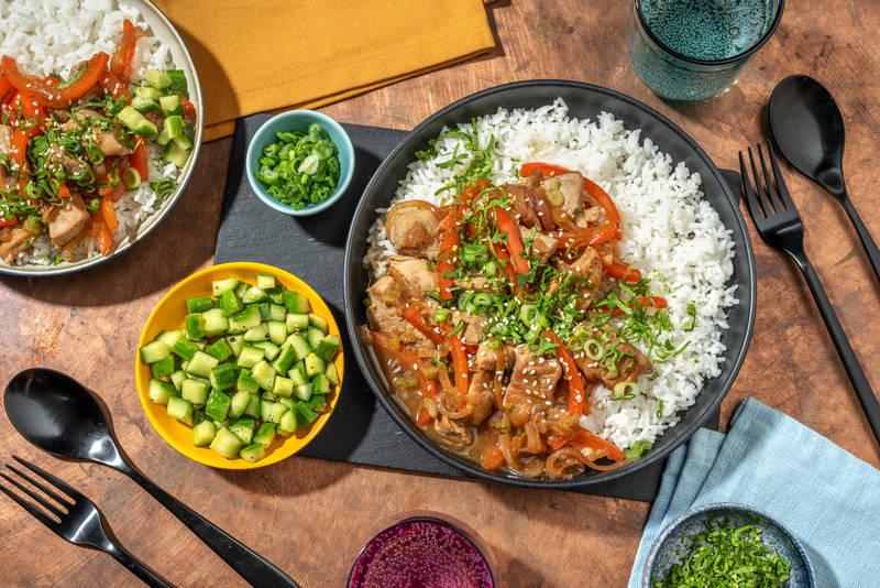 Sauté de veau au gingembre & poivron
