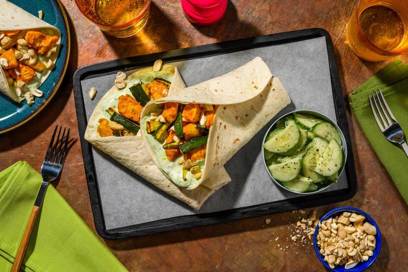 Roulés Kathi : wraps poulet à l’indienne