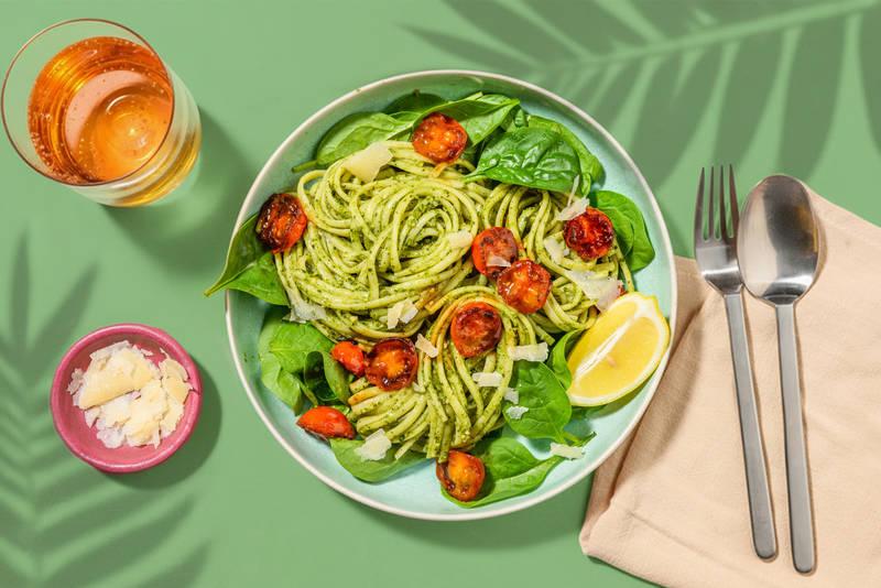 Linguine au pesto basilic-épinards & cajous