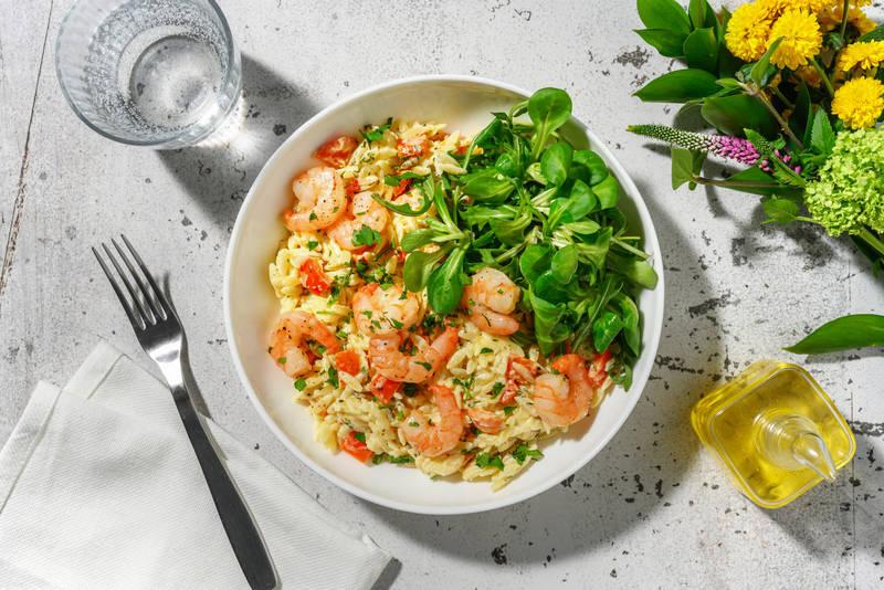 Orzo pilaf & crevettes en Fête pour Maman