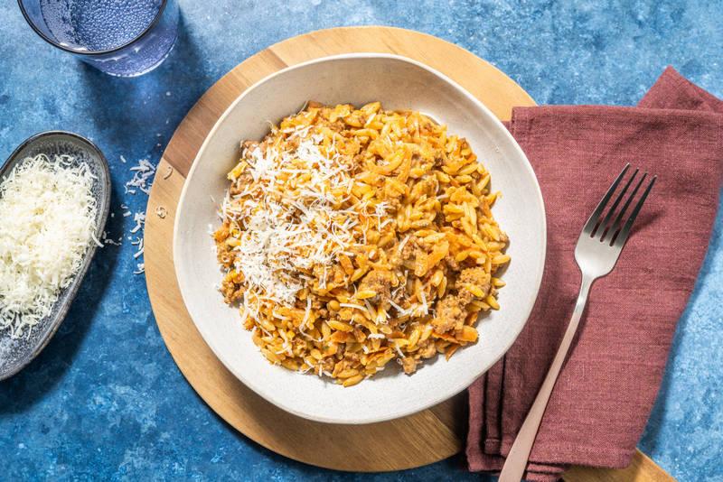 Orzo & bœuf haché en sauce