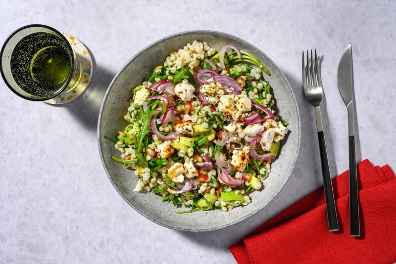 Salade couscous perlé, avocat & chèvre frais
