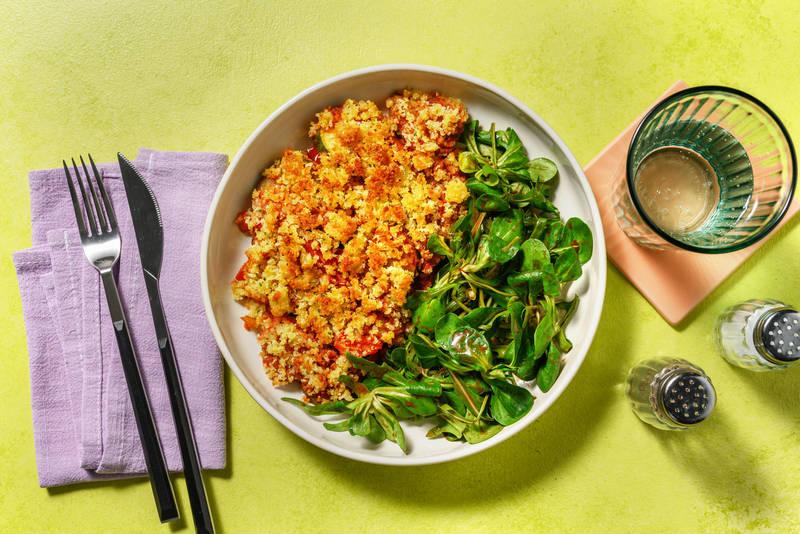 Crumble d'été, tomates côtelée & pecorino
