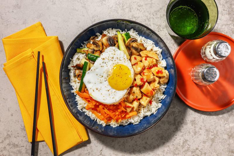 Bibimbap coréen au poulet laqué & légumes