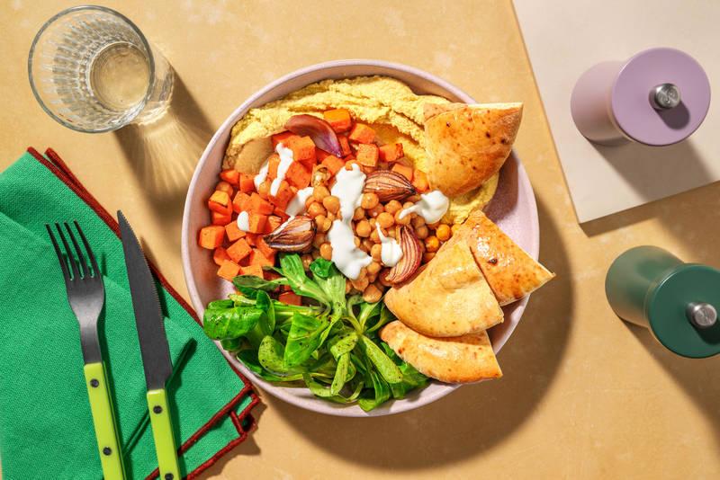 Bowl patate douce, pita & pois chiches