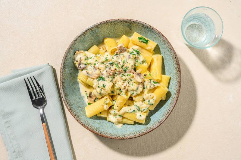 Rigatoni onctueuses aux endives & champis