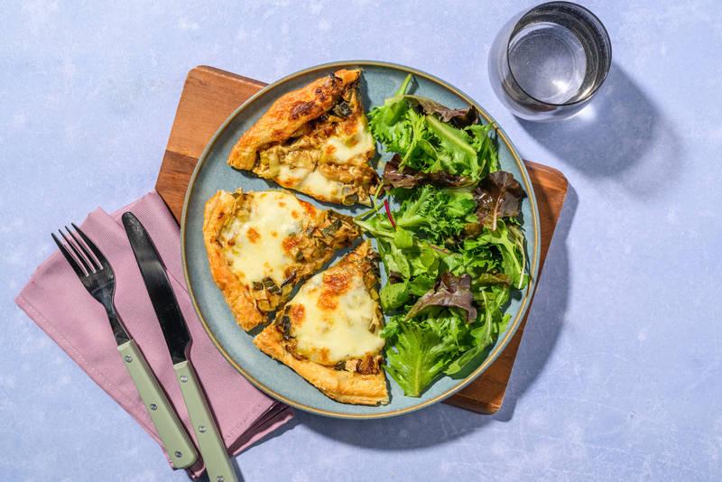 Tarte fine au poireau fondant & mozzarella