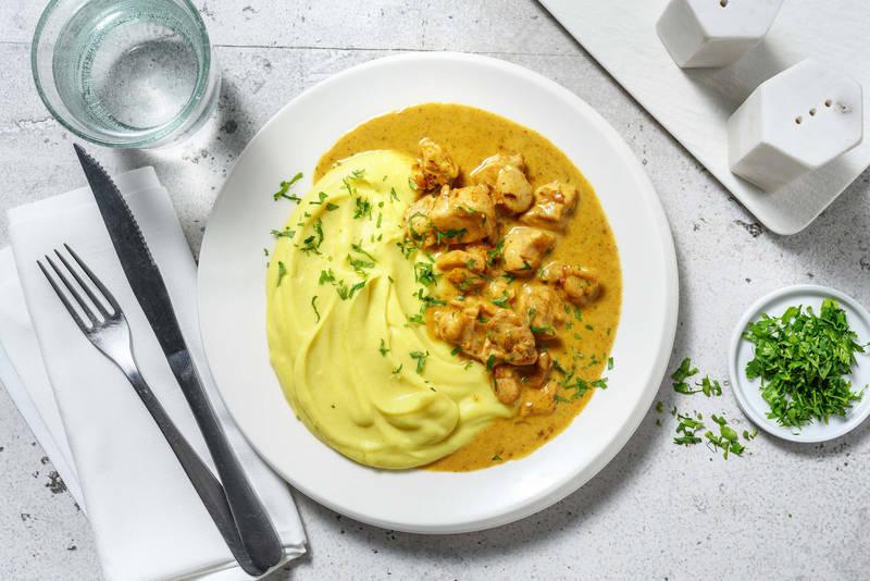 Poulet grillé & purée de chou-fleur au curry