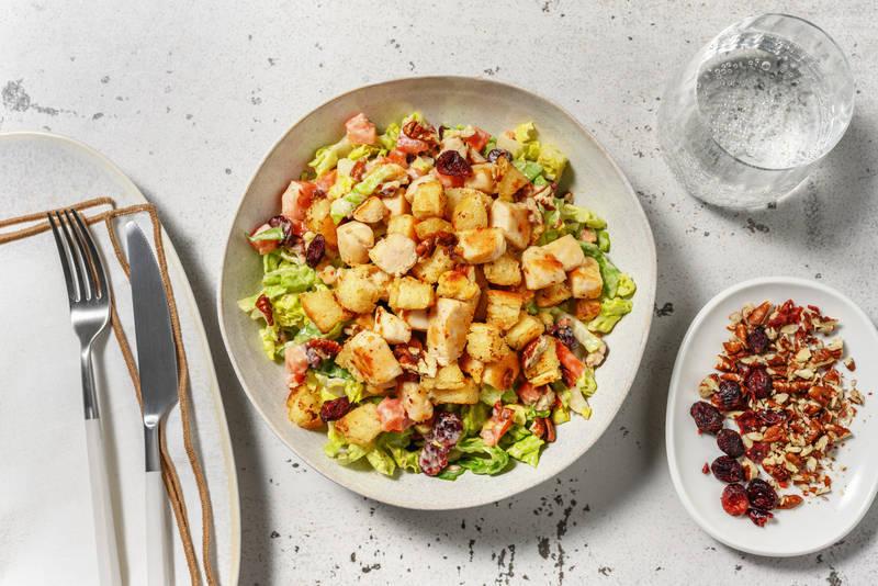 Poulet, sucrine & cranberries en salade