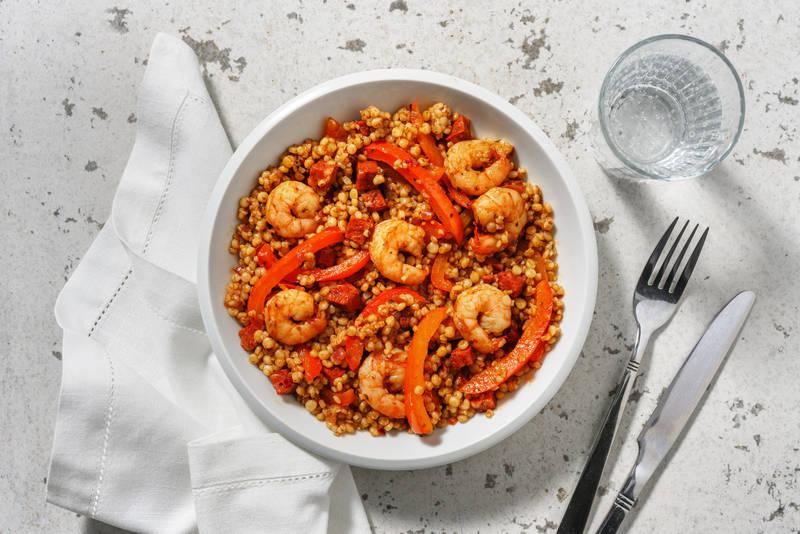 Couscous perlé simplissime : crevettes & chorizo