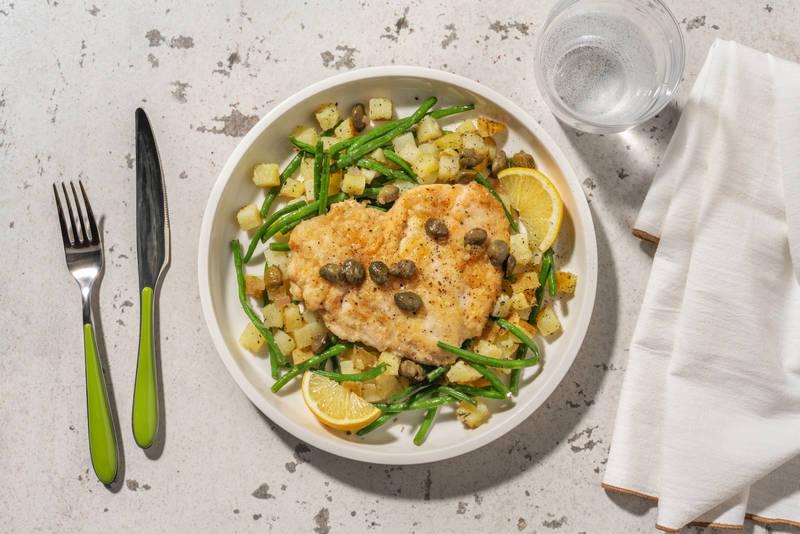 Piccata poulet, sauce citron & câpres