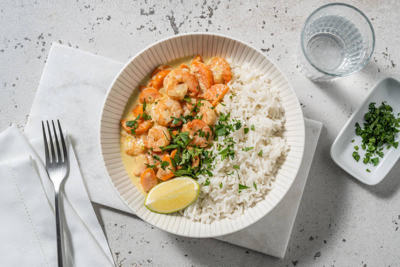 Curry jaune thaï aux crevettes