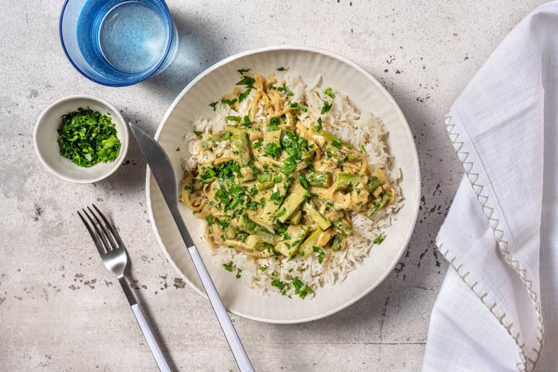 Curry vert d'asperges & coco à la thaï