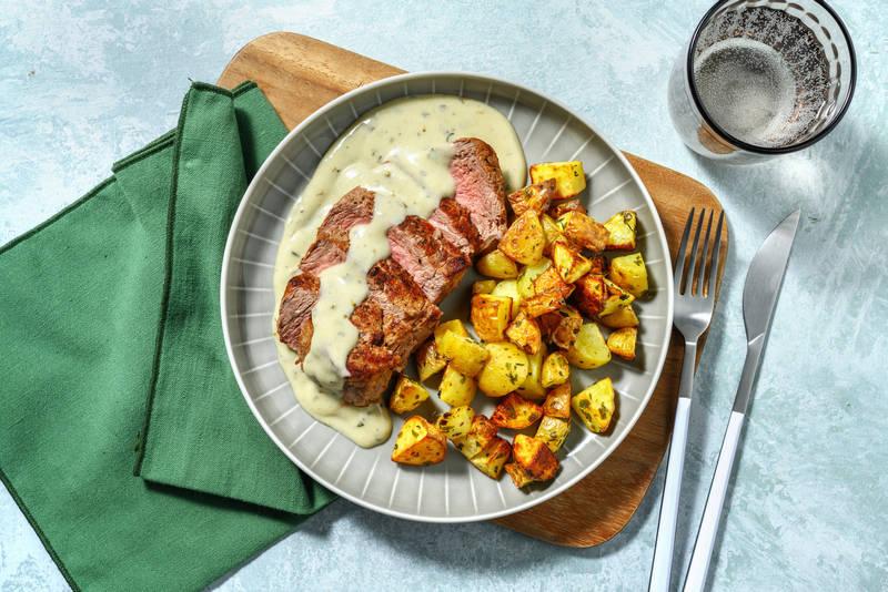 Pavé de bœuf sauce au bleu façon bouillon