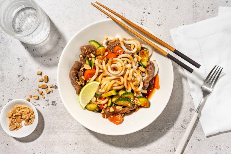 Salade de bœuf à la thaï & nouilles udon