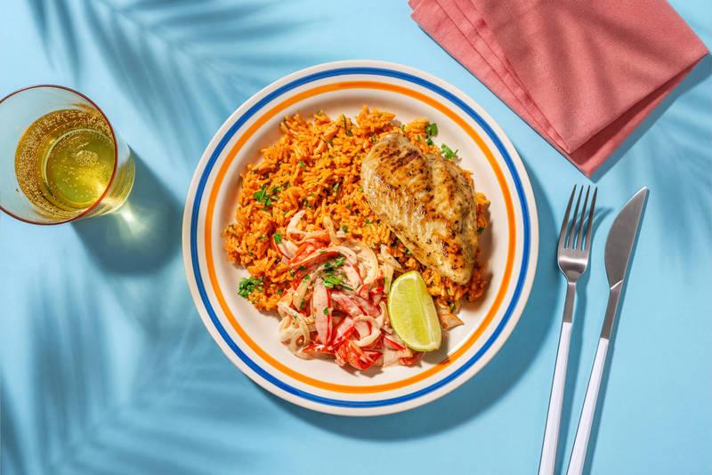 Poulet à la jamaïcaine, persil & riz pilaf