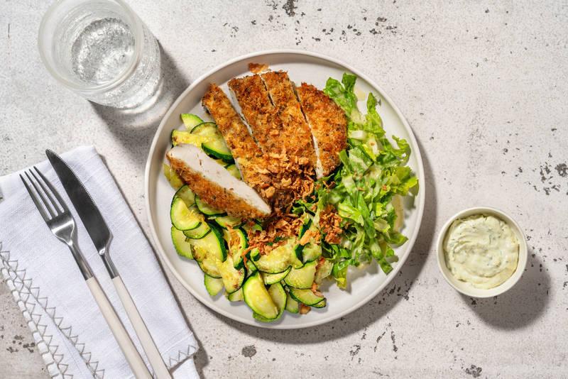 Poulet pané à la provençale & courgette