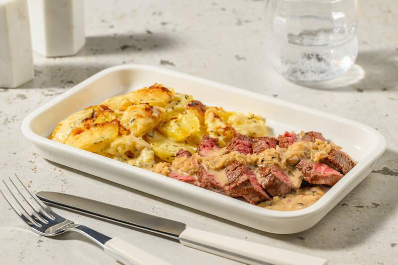Bœuf sauce au poivre & gratin au navet