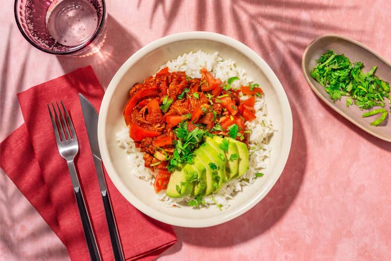 Bowl tex-mex pulled pork, avocat & poivron
