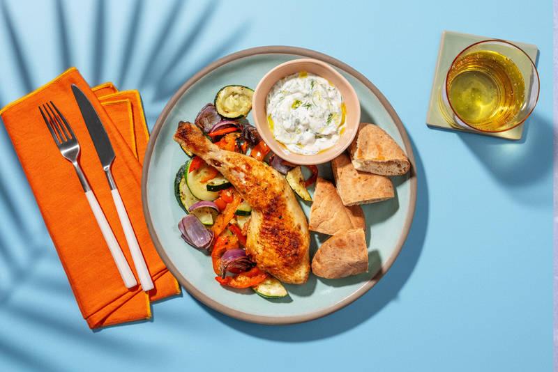 Poulet rôti à la grecque & tzatziki