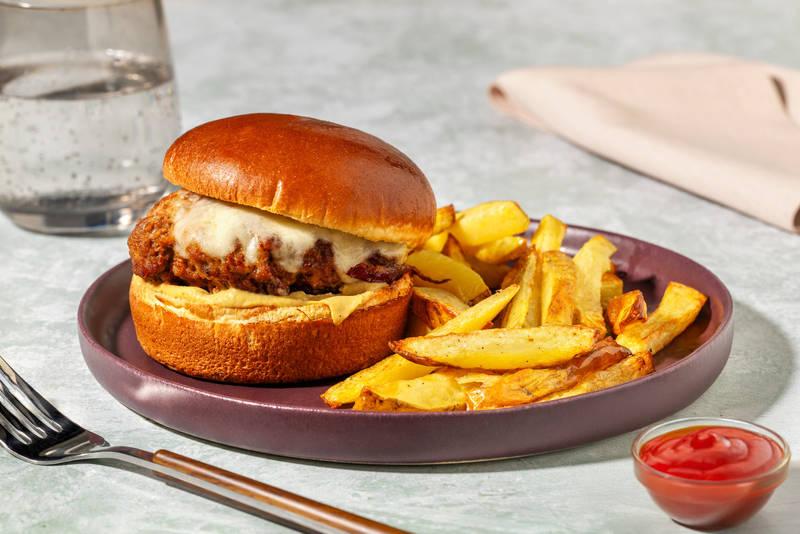 Burger de bœuf, chutney d'oignons & gouda
