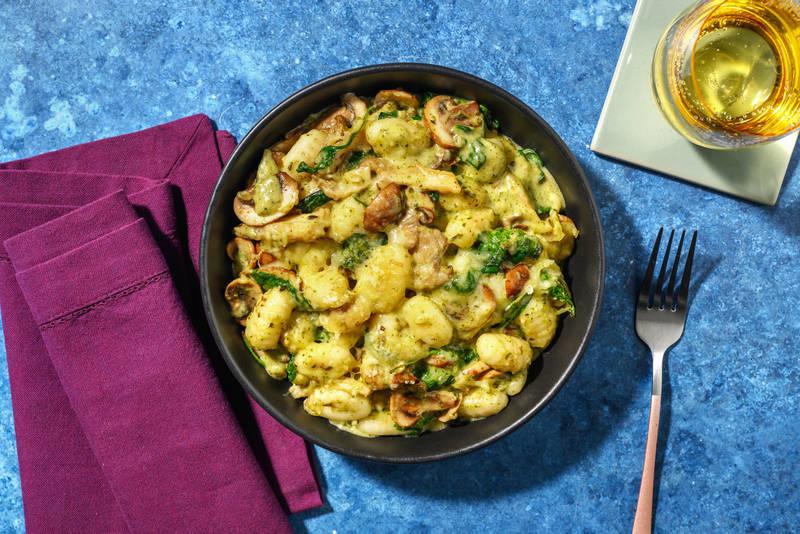 Gratin flash : gnocchi, champis & épinards