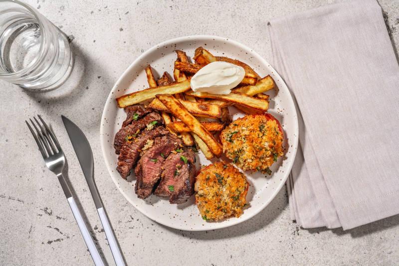 Pavé de bœuf, tomates provençales & frites