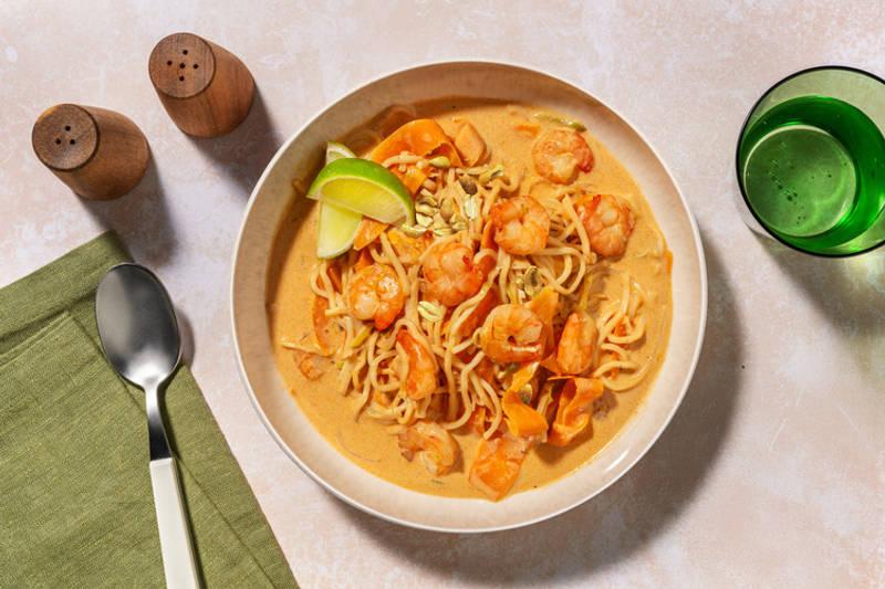 Laksa malaisienne : soupe crevettes, citron & coco