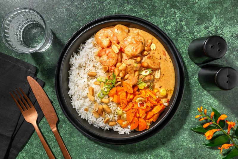 Crevettes sauce satay-coco