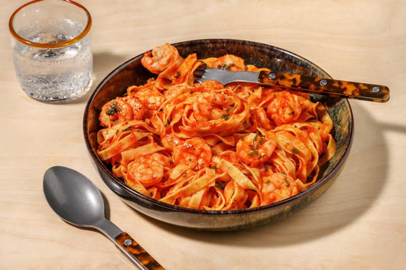 Pasta all'arrabbiata aux crevettes
