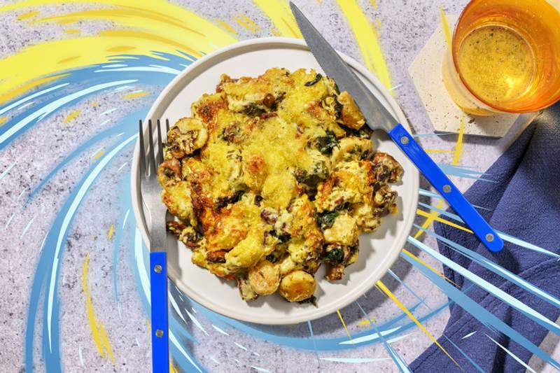 Gratin Mystique : gnocchi, champis & épinards