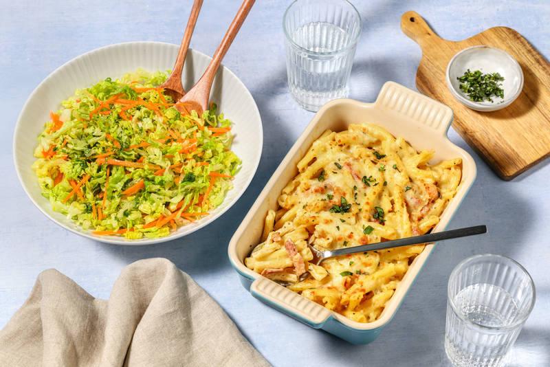 Gratin très gourmand : macaroni aux lardons