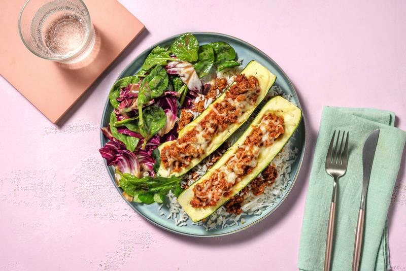 Courgette farcie au bœuf haché & riz