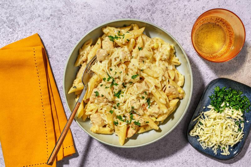 Penne au poulet Label Rouge, poireau & gouda