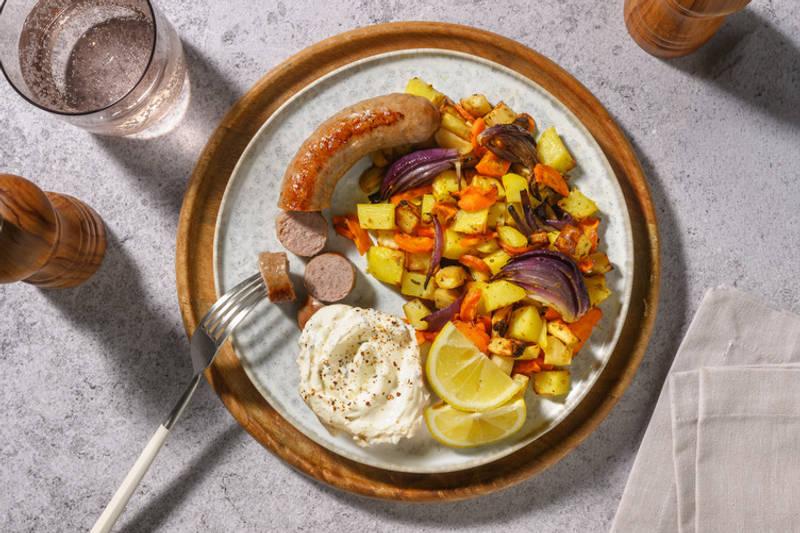 Tout au four : saucisse de Toulouse & légumes
