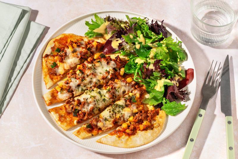 Pizza naan Campione : bœuf haché & gouda