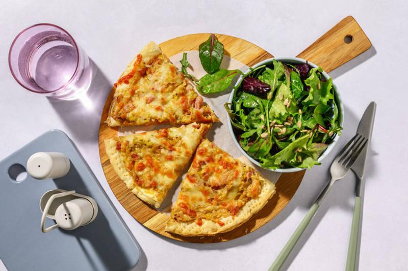Tarte fine poireau-lardons & gouda fondant