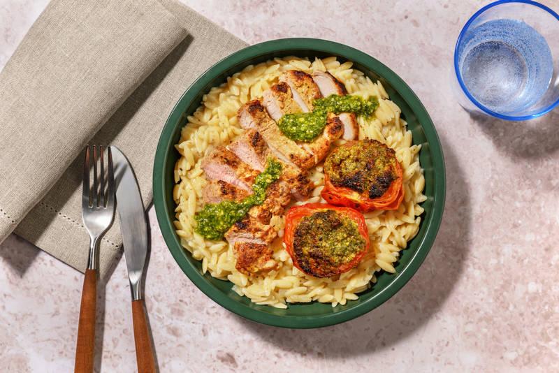 Carré de porc & tomates confites au pesto