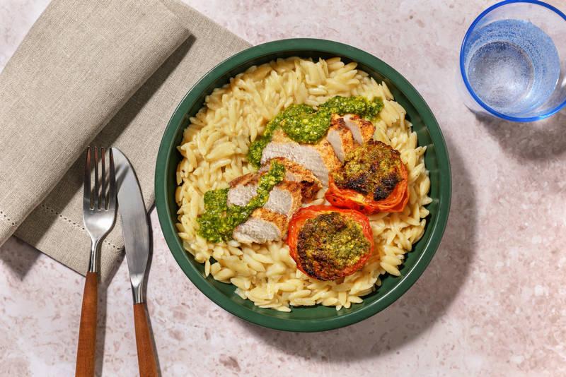 Filet de poulet & tomates confites au pesto